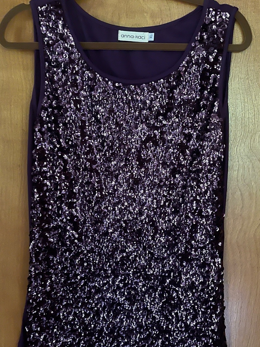 anna-kaci Plum Purple Sequin Tank top
